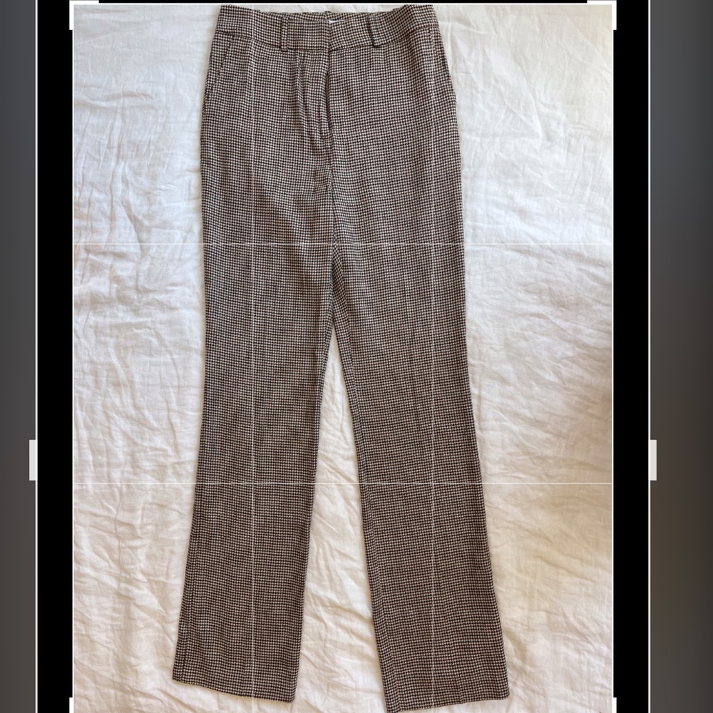 FRAME Houndstooth straight leg wool trousers